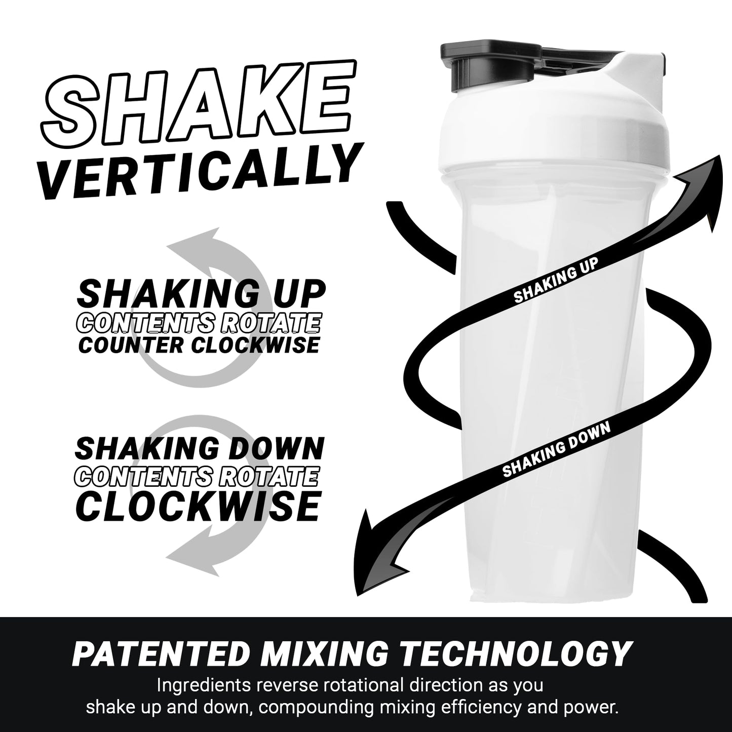 HELIMIX 2.0 Vortex Blender Shaker Bottle Holds upto 28oz | No Blending Ball or Whisk | USA Made | Portable Pre Workout Whey Protein Drink Shaker Cup | Mixes Cocktails Smoothies Shakes | Top Rack Safe