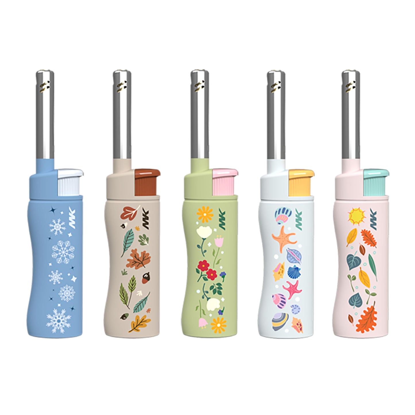 MK Candle Lighter, Butane Refillable Wind-Resistant Flame, 5-Pack for BBQ, Camping, Outdoor Use (Season-5pc)