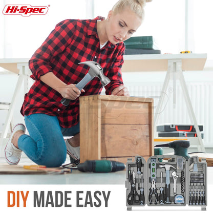 Hi-Spec 54pc Red Household Tool Kit – Essential DIY Hand Tool Set with Toolbox for Home, Garage, Office, Basic Repairs, First Apartment, New Home & Everyday Home Improvement