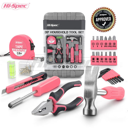 Hi-Spec 54pc Red Household Tool Kit – Essential DIY Hand Tool Set with Toolbox for Home, Garage, Office, Basic Repairs, First Apartment, New Home & Everyday Home Improvement