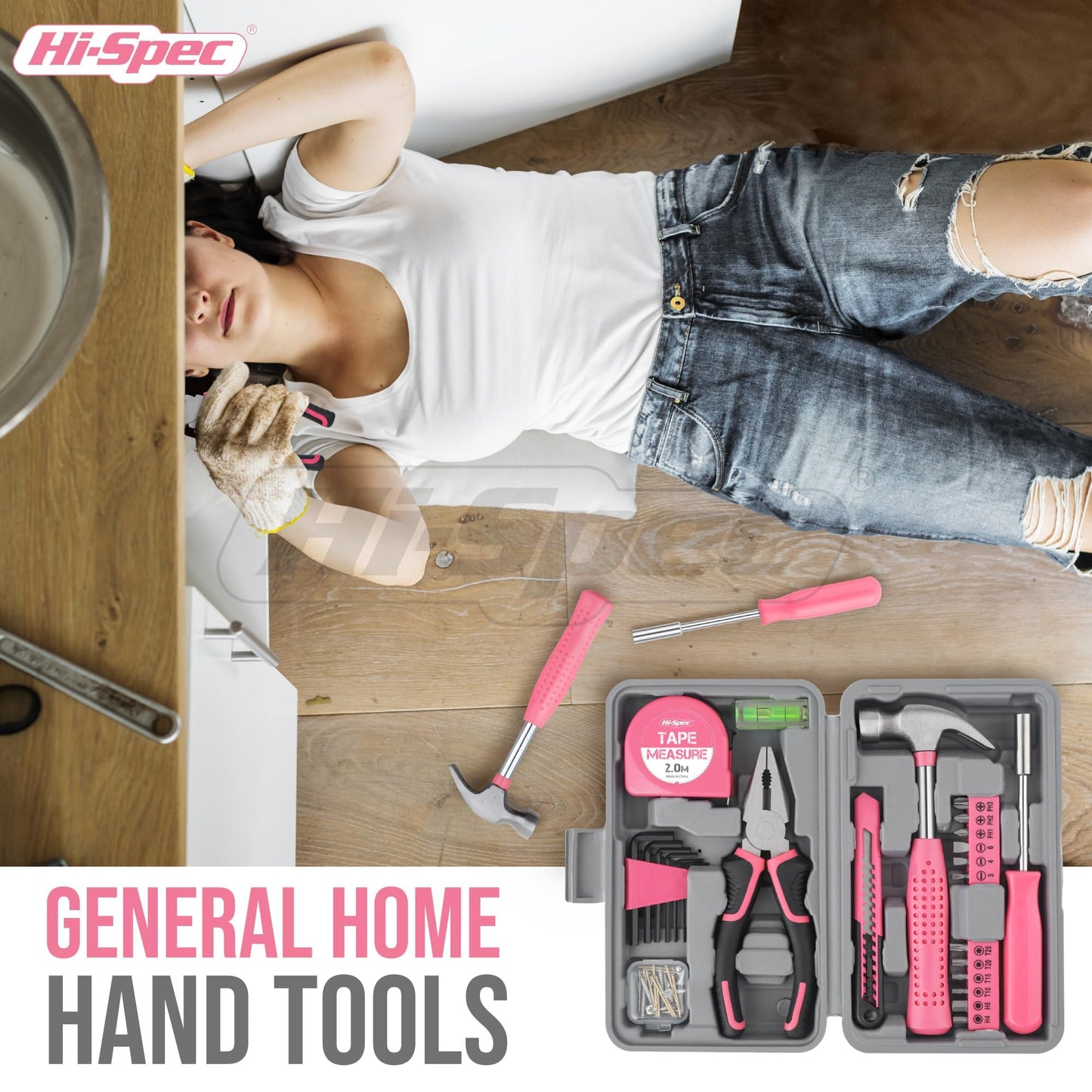 Hi-Spec 54pc Red Household Tool Kit – Essential DIY Hand Tool Set with Toolbox for Home, Garage, Office, Basic Repairs, First Apartment, New Home & Everyday Home Improvement