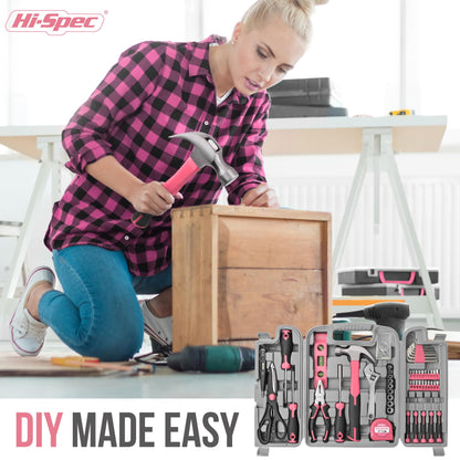 Hi-Spec 54pc Red Household Tool Kit – Essential DIY Hand Tool Set with Toolbox for Home, Garage, Office, Basic Repairs, First Apartment, New Home & Everyday Home Improvement