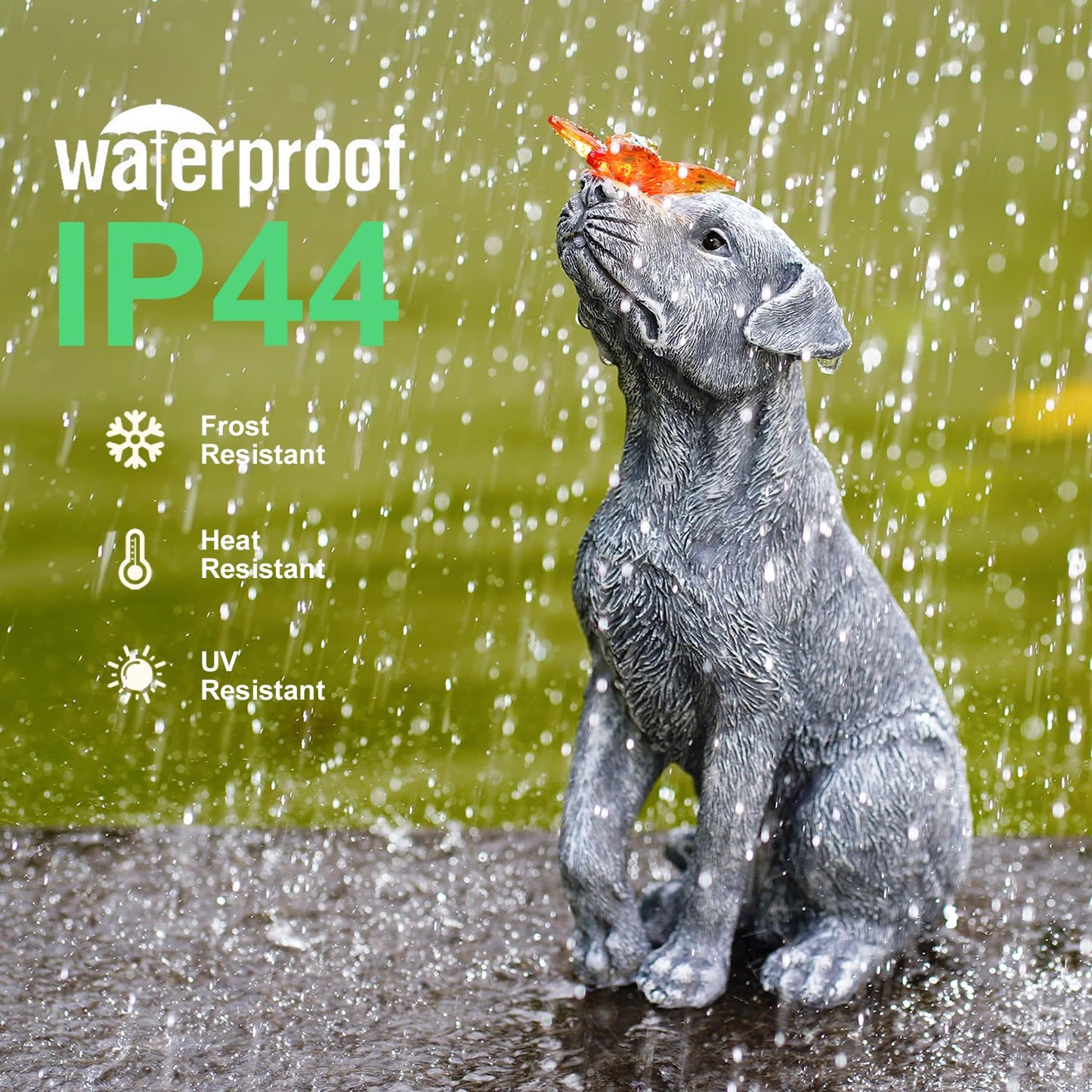 Fashionoda Solar Garden Statue Dog Figurine – Outdoor Decoration with Butterfly for Garden Yard Lawn Home Decor Outside : Memorial Gifts for Women Mom Grandma