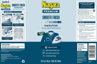 NIAGARA Spray Starch Smooth Finish (22 Oz, 12 Pack) Trigger Pump Liquid Starch for Ironing, Non-Aerosol Spray on Starch, No Flaking, Sticking or Clogging, Biodegradable Ingredients, Recyclable