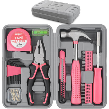 Hi-Spec 54pc Red Household Tool Kit – Essential DIY Hand Tool Set with Toolbox for Home, Garage, Office, Basic Repairs, First Apartment, New Home & Everyday Home Improvement